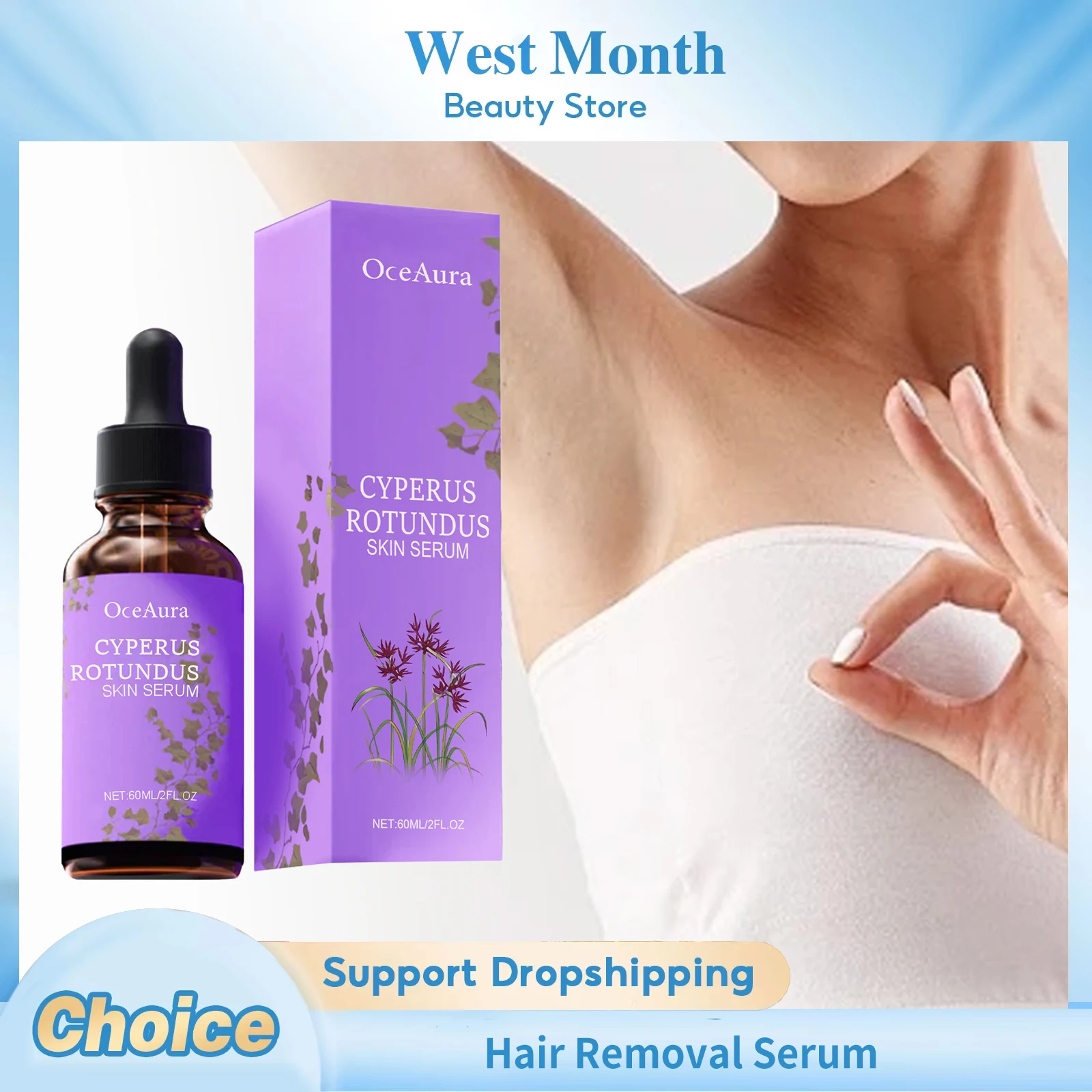 

Pure Cyperus Rotundus Oil for Hair Removal Armpit Arms Body Hair Growth Inhibitor Moisturizing Smooth Safe Body Depilatory Serum
