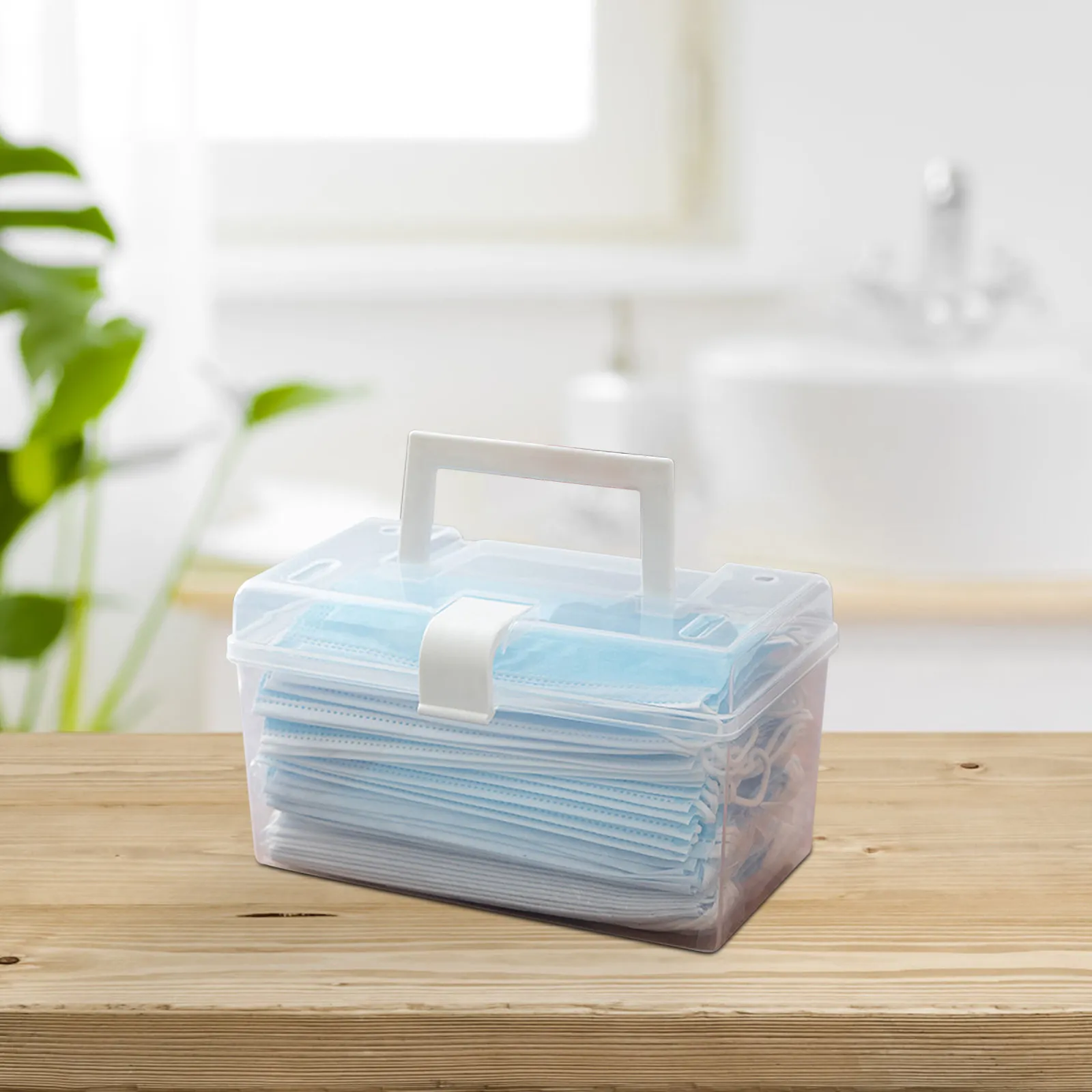 

1 шт. Портативный пластиковый органайзер для хранения масок от пыли, компактный футляр для масок для рабочего стола, ящика, шкафа