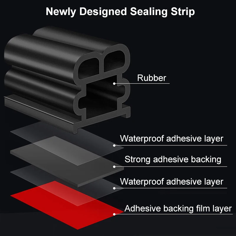 Car Door Rubber Seal Strip Double-Layer Auto Weatherstrips Universal For Door Trunk Hood Weatherstrips Rubber Sealing Strip