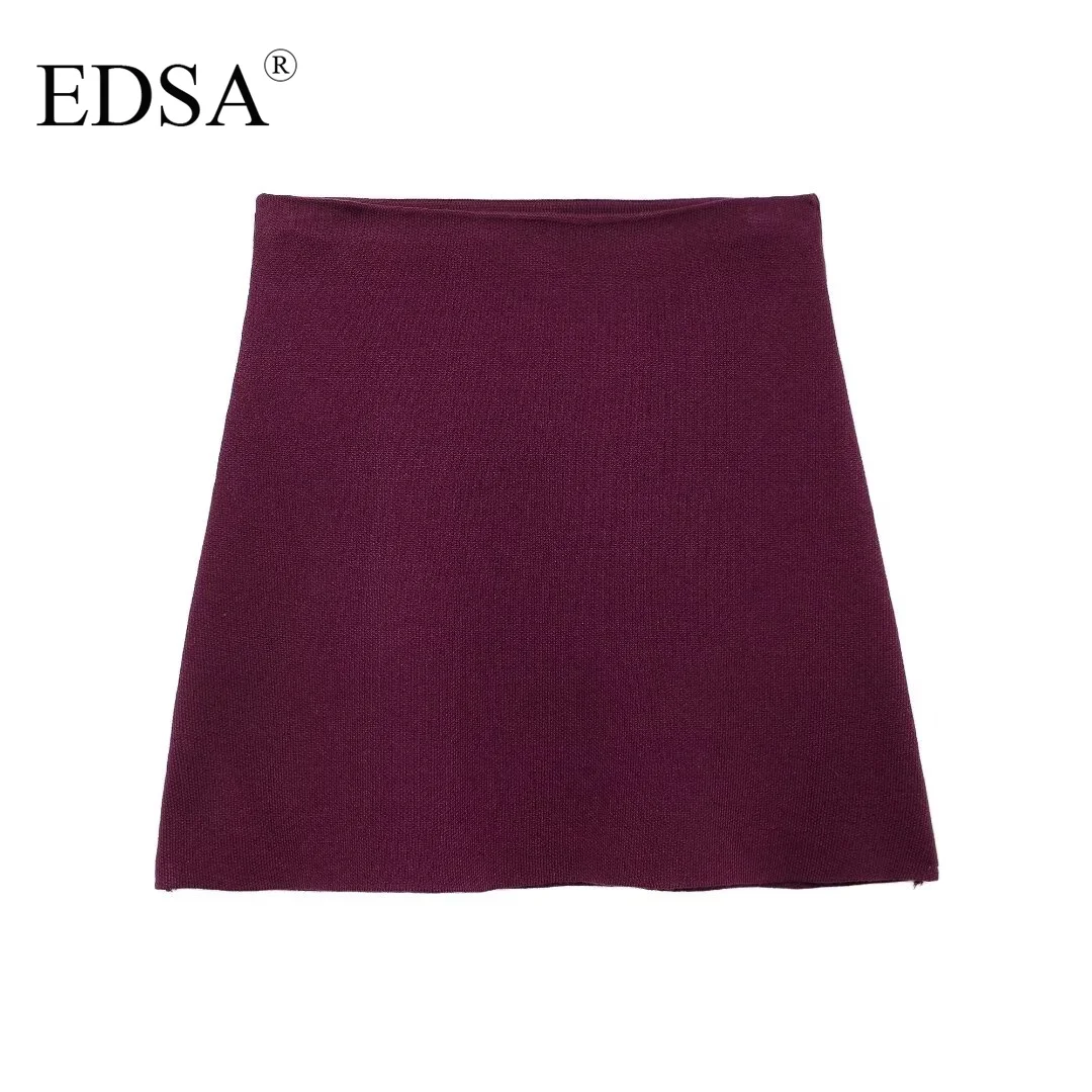 EDSA ผู้หญิงกระโปรงมินิกระโปรงเอวสูง A-Line ตรงกระโปรงสั้นสําหรับลําลองหญิง Streetwear