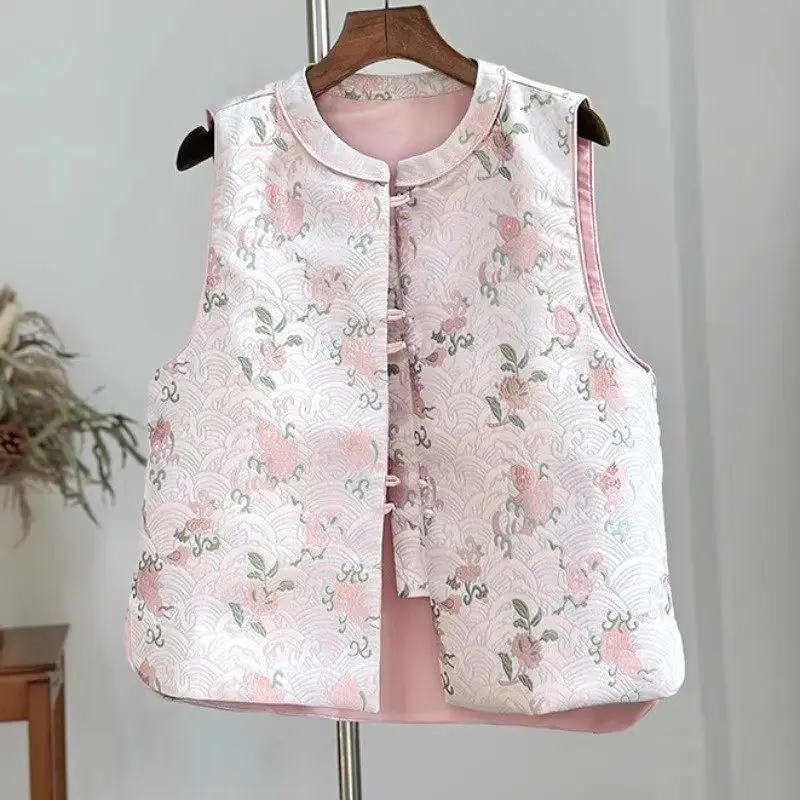 

Luxury 2025 Spring Women's Chinese Chic Vest Jacket | Retro Buckle Design | Modernized Tang Dynasty Style Brocade Waistcoat G124