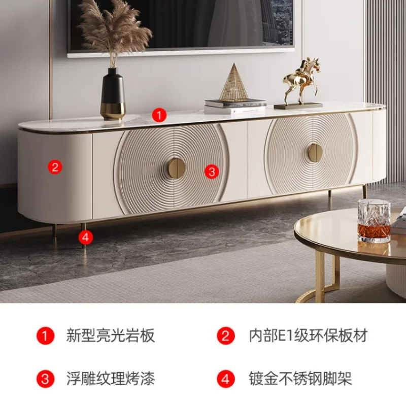 Combinaison de table basse post-moderne simple et légère, meuble TV de luxe pour salon, meuble de sol haut en dalle de roche de style Hong Kong