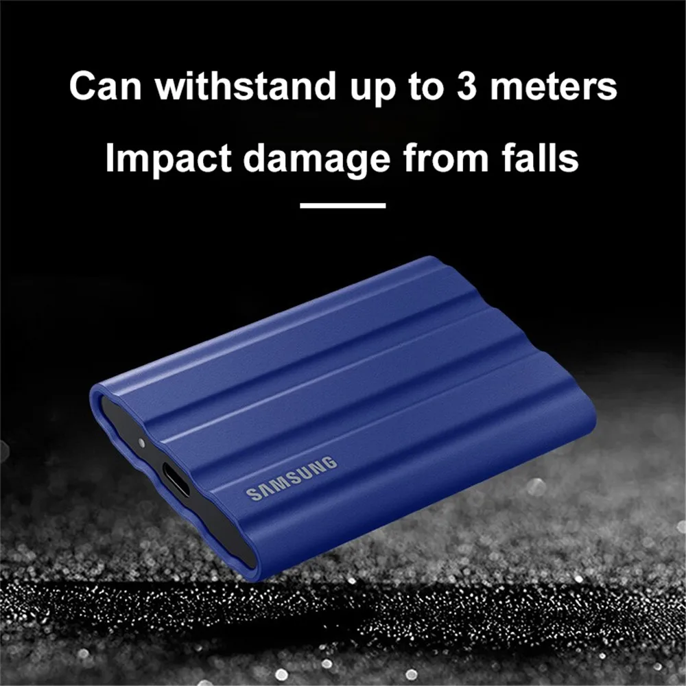 سامسونج T7 شيلد USB 3.2 Gen2 SSD خارجي محرك الحالة الصلبة المحمول 1 تيرا بايت 2T IP65 مقاوم للماء لأجهزة الكمبيوتر ماك أندرويد وحدات تحكم الألعاب