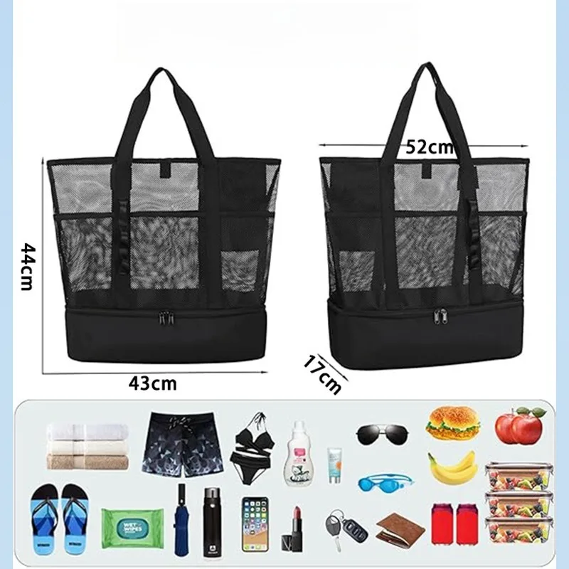 Large-Capacity Double-Layer Insulated Beach Bag Wet And Dry Separation for Clothes Swimming Gear - Beach Storage Organizer