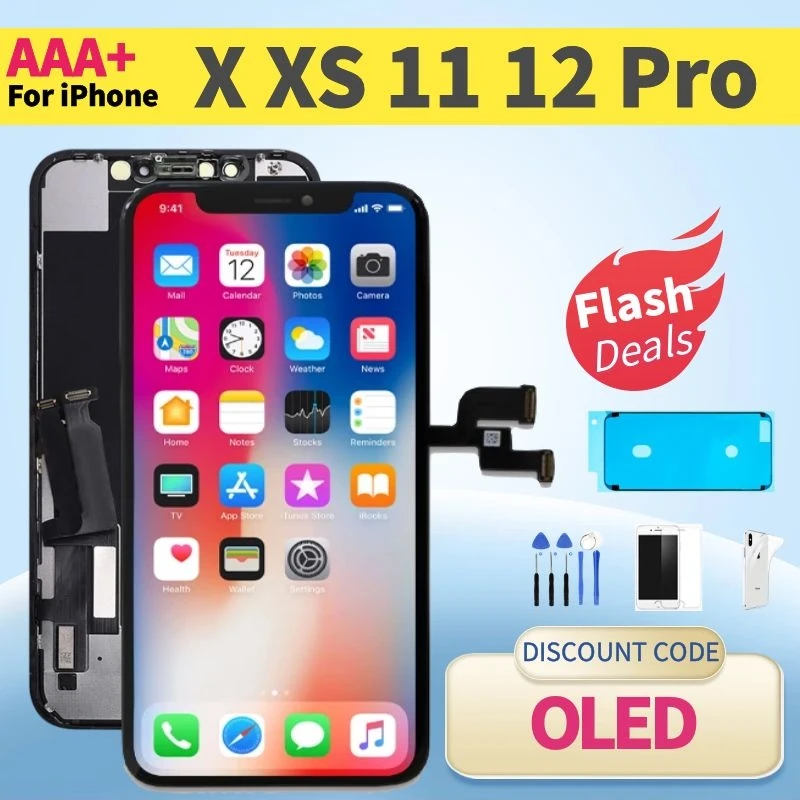 

ЖК-экран для iPhone X XR XS Max 11 12 Pro Max, дисплей с 3D сенсорным цифровым преобразователем, сменный комплект OLED INCELL AAA, качество с инструментами