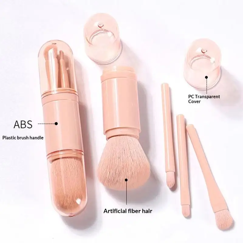 4 In 1 Mini Soft Makeup Brush Travel Makeup Brushes Set Retractable Professional Powder Eye Shadow Brush Cosmetic Tool
