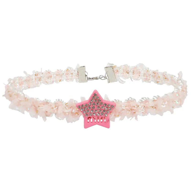 Star Choker Pink Fragrance Gauze Necklace for Women Fashion Clavicle Jewelry Accessory Gift for Girls