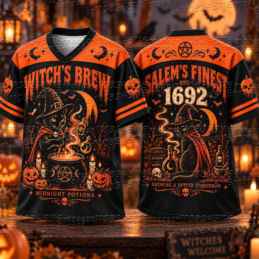 2026 New Halloween Retro Gothic Dark Neutral Shirt Retro Bat Pumpkin Skull Pattern for Adults and Children Suitable for Parties