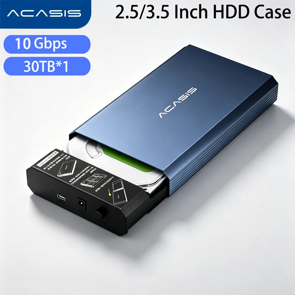 ACASIS 2.5/3.5 Inch SATA HDD SSD Enclosure Aluminum USB‑C Support 30TB External Hard Drive Case Docking Station for PC Laptop
