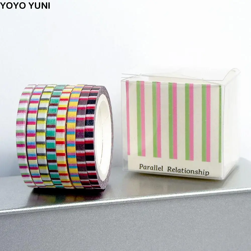 

8 Rolls Paper Artwork Decorative Tapes DIY 8 Rolls Grid Adhesive Tape Colorful Decorative Stationery Stickers School Stationary