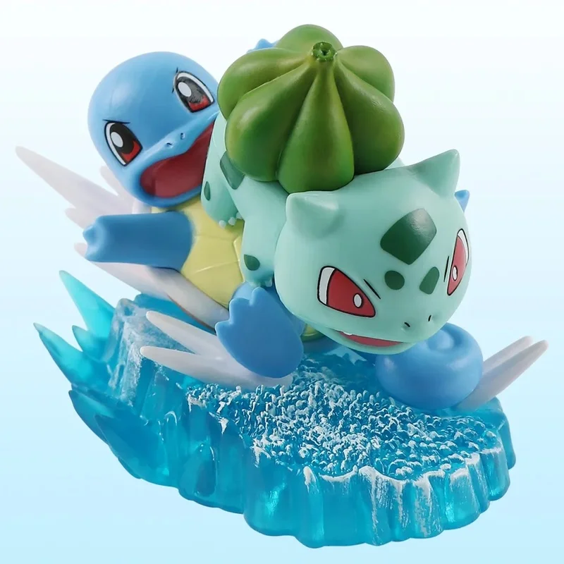 8-10cm 3 szt. Figurki Anime Pokemon Pikachu Squirtle Bulbasaur Dekoracja Biurka Model Ozdoba Samochodowa Prezent Kolekcjonerski