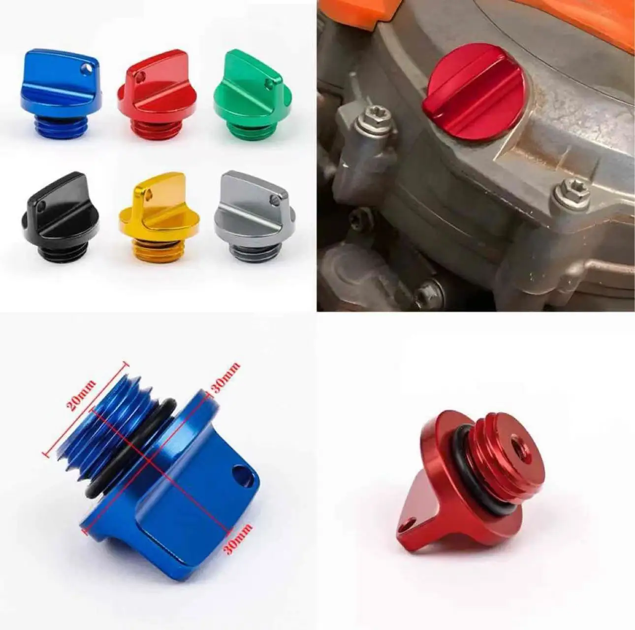 Tapa de Cárter de Motocicleta, Tapa de Tornillo de Llenado de Aceite de Motor CNC, Tapón M20*2.5 para Yamaha, Honda, Suzuki, Kawasaki, Piezas de Uso General