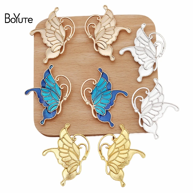 BoYuTe (20 Piecess/Lot) 38*50MM Alloy Butterfly with 4 Loops at Back Factory Supply DIY Handmade Jewelry Accessories