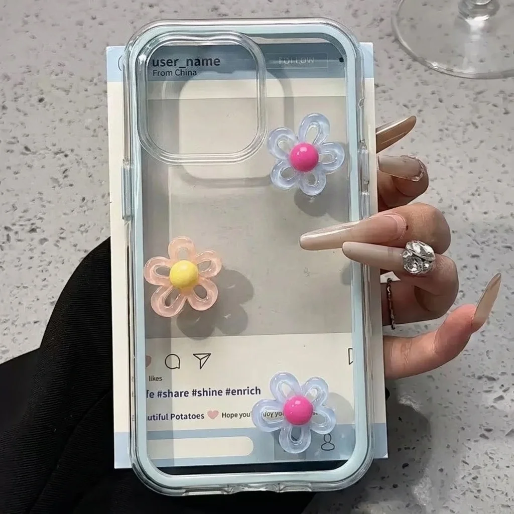 Blaue 2-in-1-Handyhülle mit 3D-DIY-Blumenmuster für Samsung Galaxy A57 A55 A37 5G S25 S24 S23 Plus S26 S25 S24 S23 Ultra FE 5G Cover – Detail 1