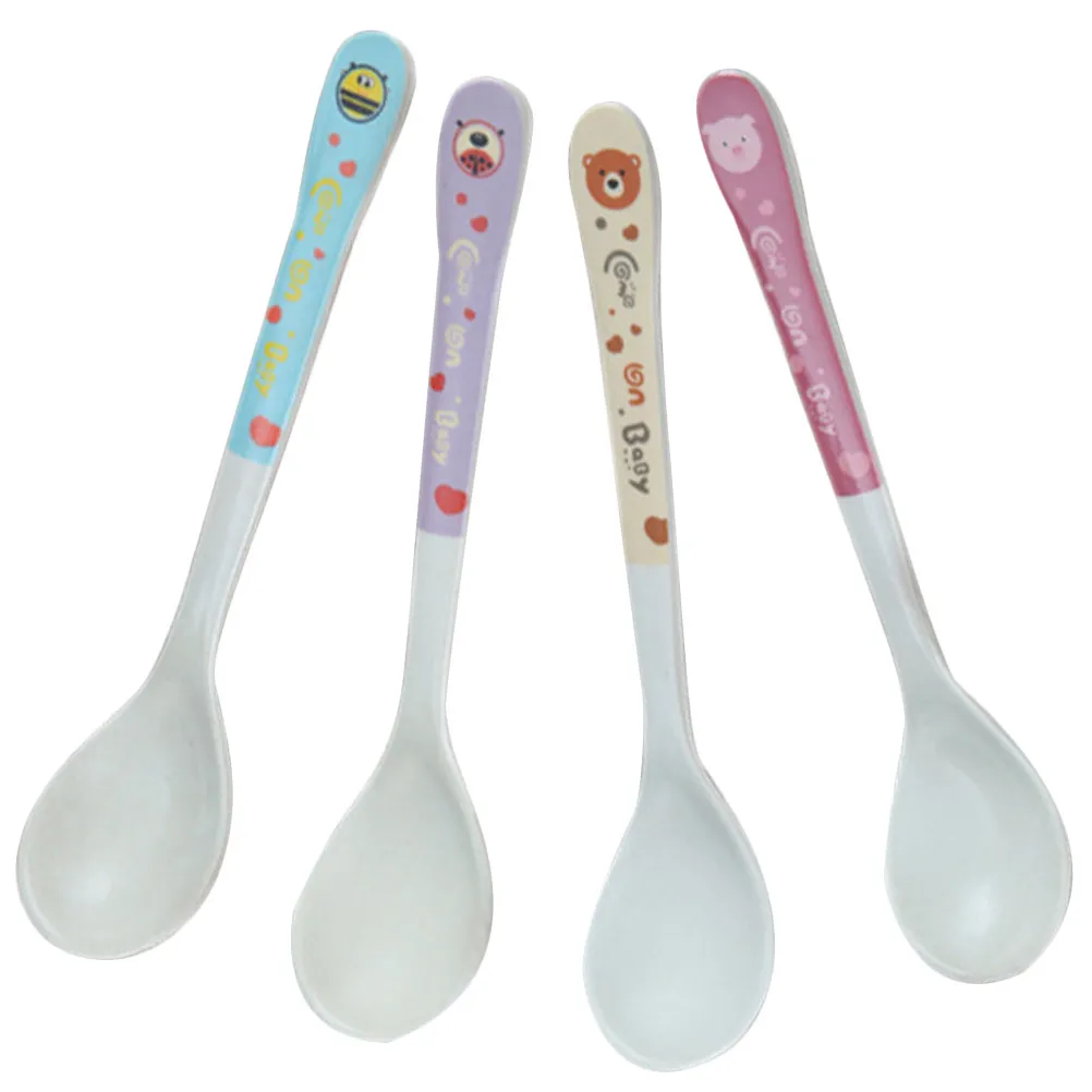 

4Pcs Baby Food Spoon Set Soft Silicone Head Bright Colors Easy Grasp Design for New Parents Toddler Feeding Utensils Training