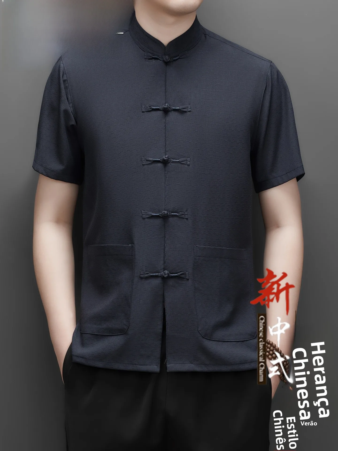 new-chinese-style-tang-suit-short-sleeve-casual-set-for-men-middle-aged-and-elderly-dad-wear-button-decorated-neckline