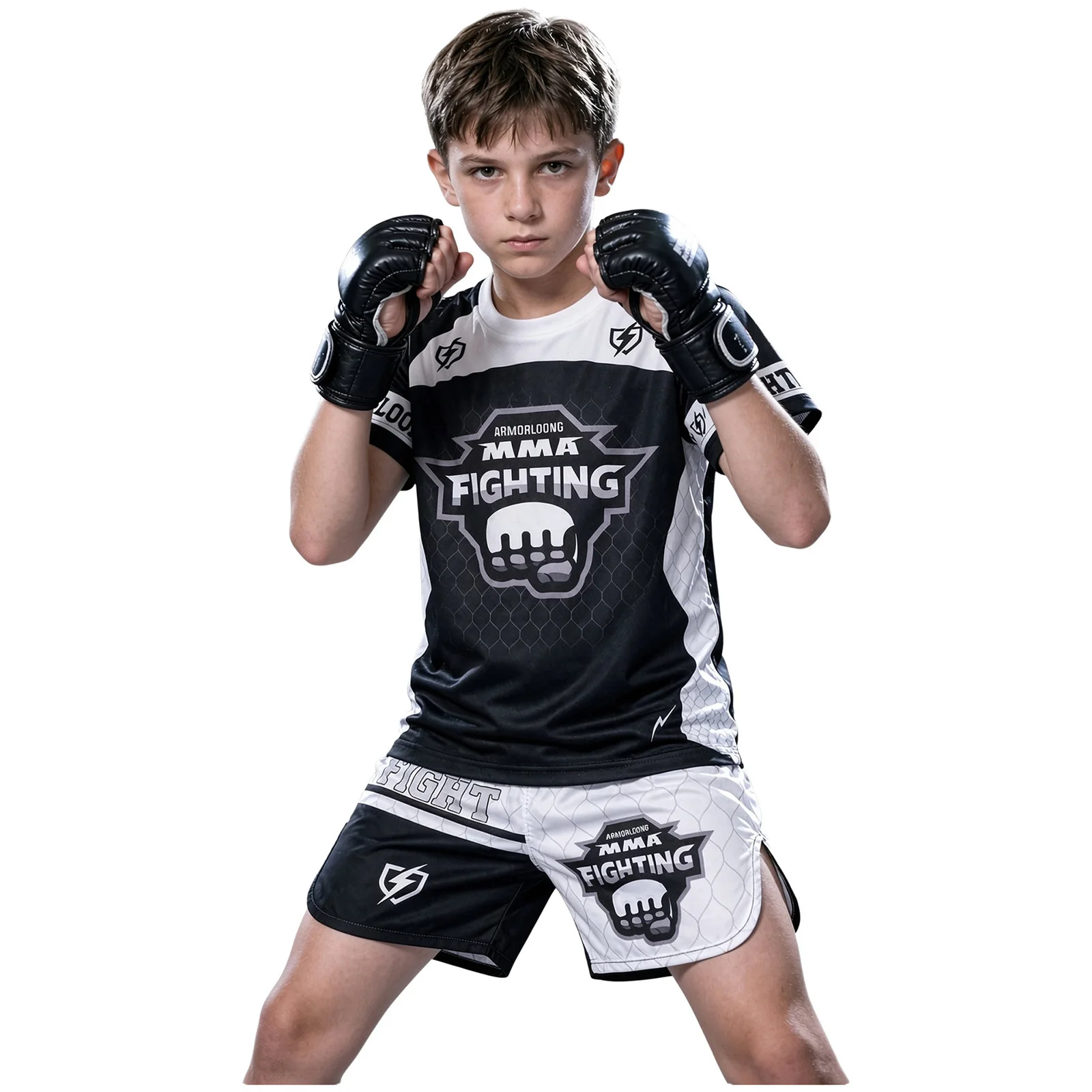 Jugend-MMA-Trainingsset für Jungen und Mädchen, Box-Outfit, Rashguard, Shorts mit seitlichen Schlitzen, Kinder-Kickbox- und Muay-Thai-Sportbekleidung – Detail 16
