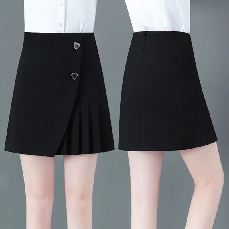 

2024 Women's Half Skirt Spring Playful Asymmetric Folded Skirt Solid Color Slim Fit Sweet Cool A-line Skirt Women's Wear L352