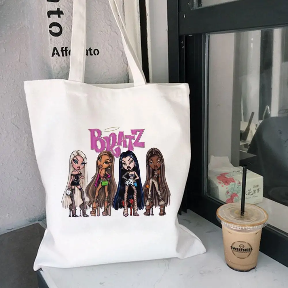 Bratz Doll Y2K Canvas Bag Fashion Personality Female Cartoon Doll Printing Large Capacity Tote Bag Student Organizer Handbag