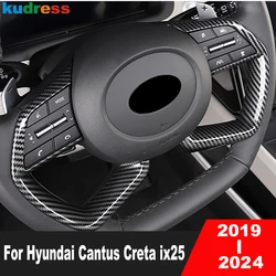 For Hyundai Cantus Creta ix25 2019 2020 2021 2022 2023 2024 Carbon Car Steering Wheel Panel Cover Trim Interior Accessories