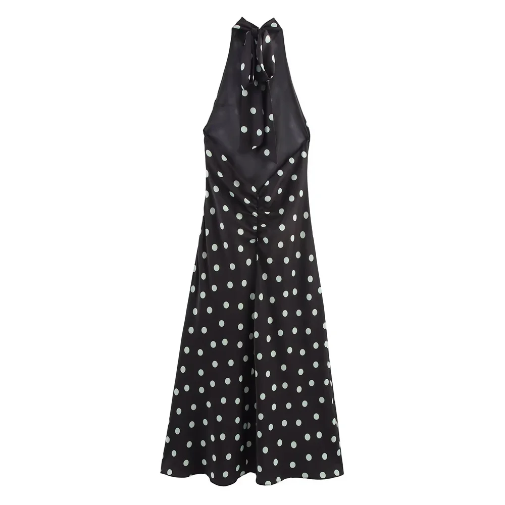 Europäischen und Amerikanischen stil frauen herbst neue mode polka dot muster seide textur MIDI kleid