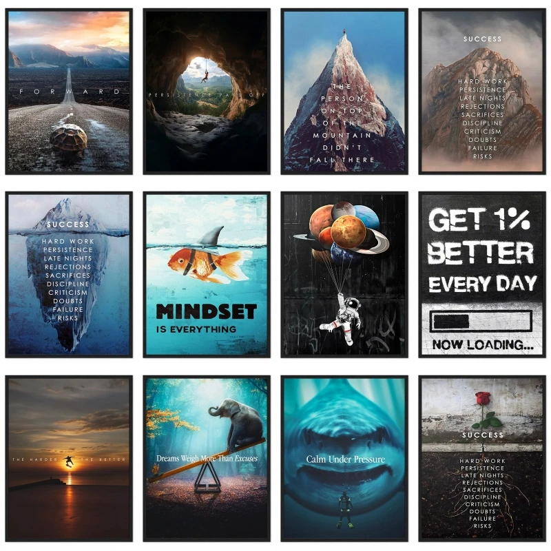 Citations de motivation pour le succès affiche impression Iceberg succès toile peinture mur Art photo pour bureau étude décoration de la maison