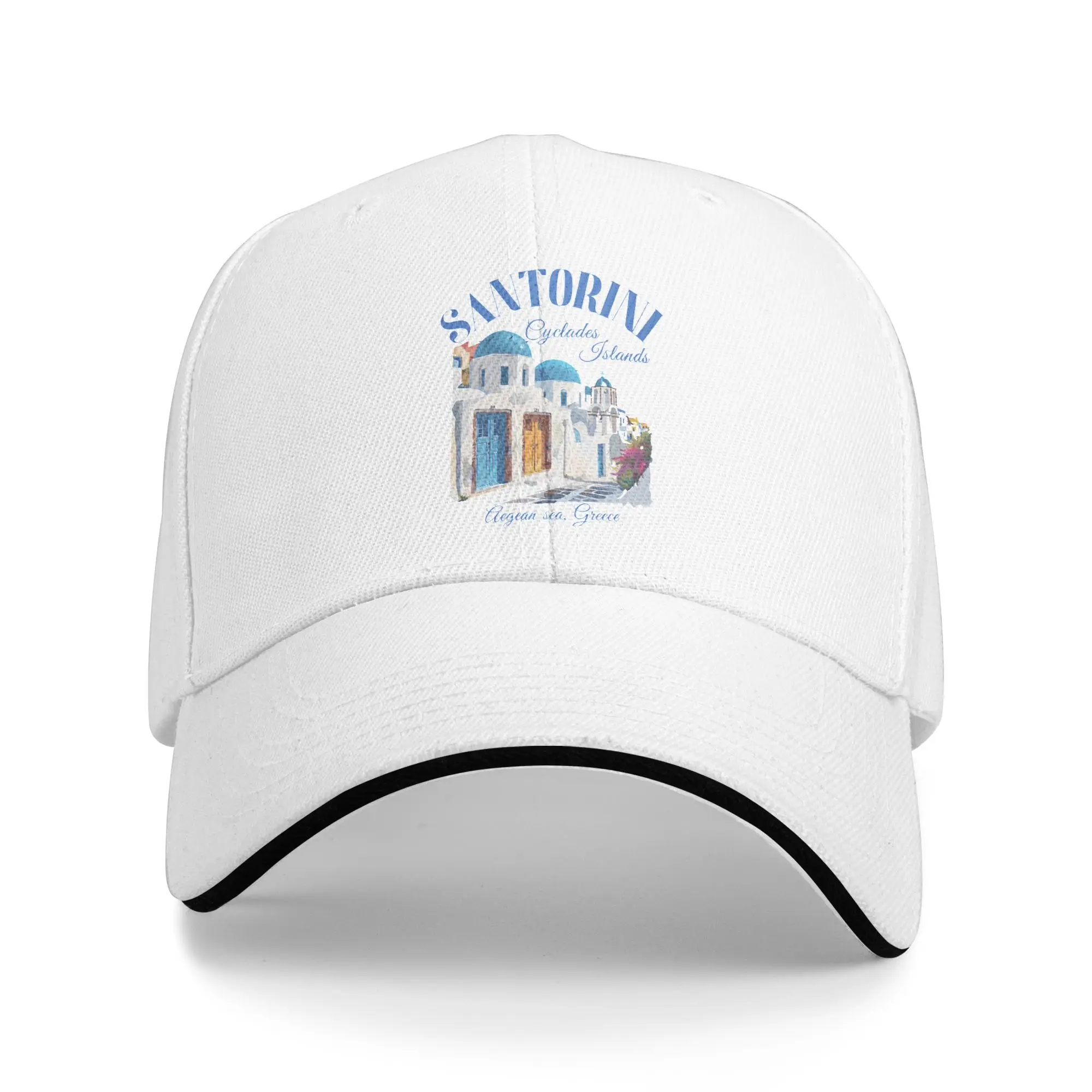 Santorini Greece Souvenir Painting Sandwich Baseball Caps Hip Hop Greek Island Unisex All Seasons Adjustable Sun Cap Gift Hats