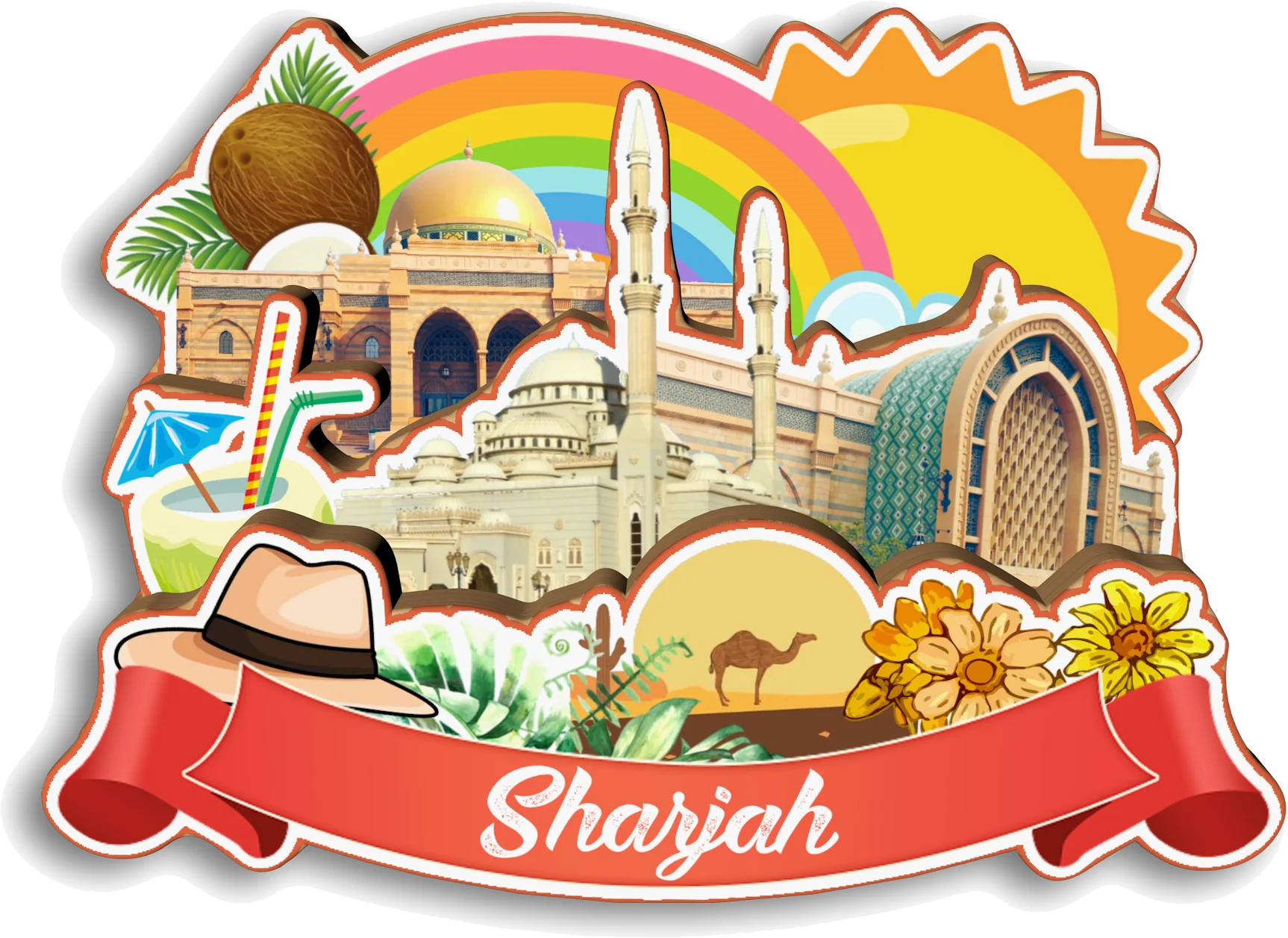 Sharjah Ajman Ras Al Khaimah Al Ain Fujairah United Arab Emirat Fridge Magnet Travel Souvenir Gift Handmade