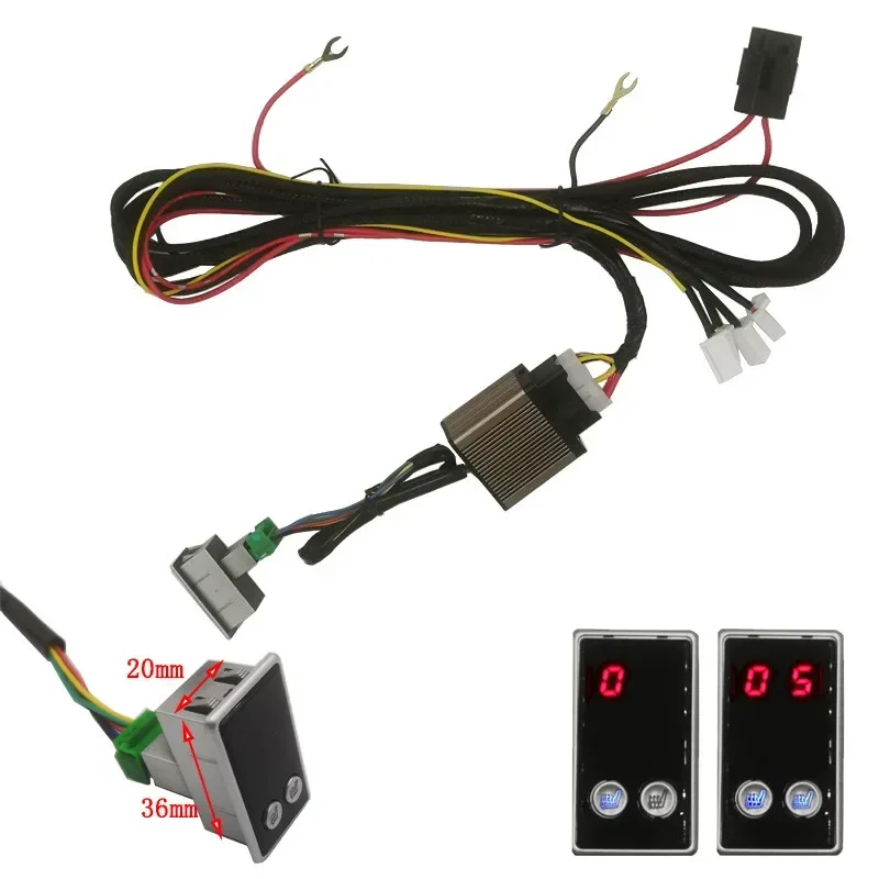 New Built-in Car Seat Heater Kit Fit 2 Seats 12V 27W Heating Pads 5-Levels Digital Display Dual Control Switch For Auto Seats