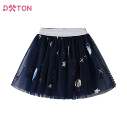 DXTON Summer Baby Girls Skirts Planet Applique Mesh Children Party Skirt Ballet Pettiskirt Kids Princess Tulle Skirt For Girls