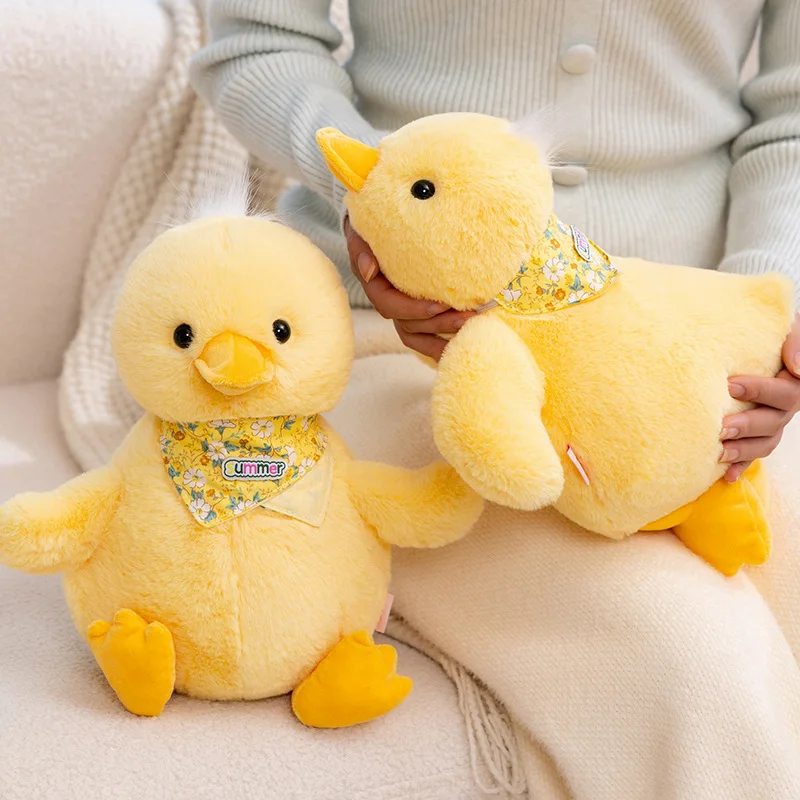 35/60 سنتيمتر محاكاة بطة صفراء ألعاب من نسيج مخملي الشعر الطويل يجلس الكذب بطة أفخم دمية مرافقة النوم هدية #6