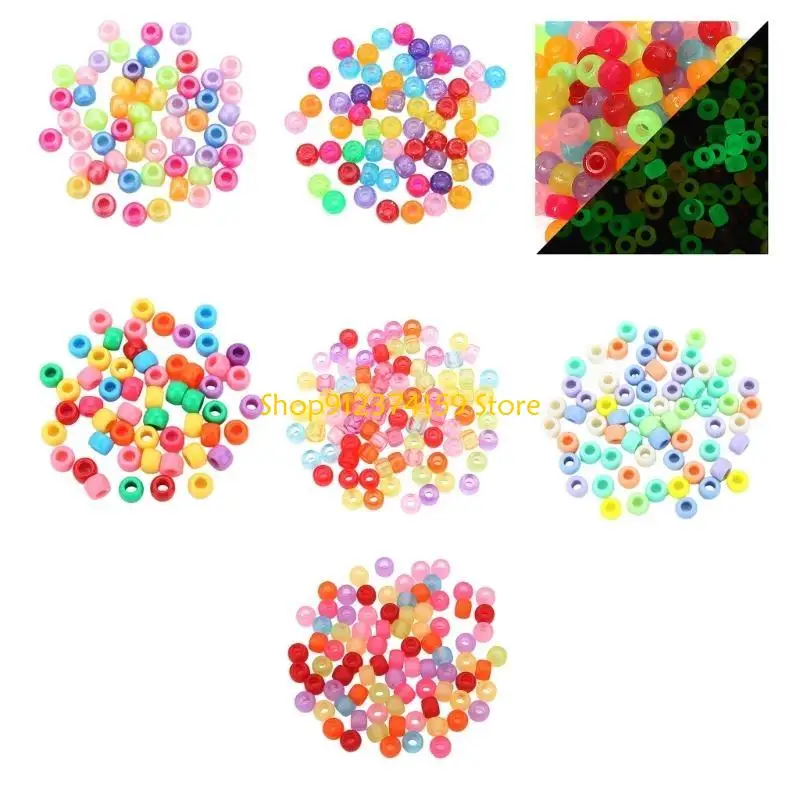 

G5AE 200pcs Round Acrylic Hair Beads air Accessories For Kids And Girls DIY Projects