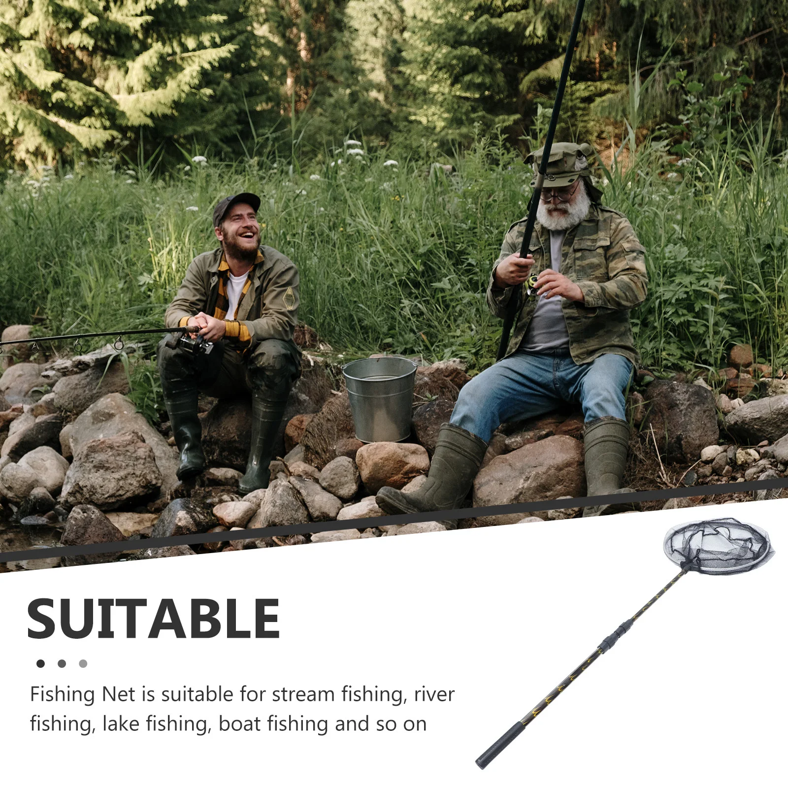 استبدال شبكة صيد السمك متعددة الاستخدام مع تصميم تلسكوبي، شبكة صيد الأسماك المتينة المحمولة، ملحقات مستلزمات الصيد الخارجية