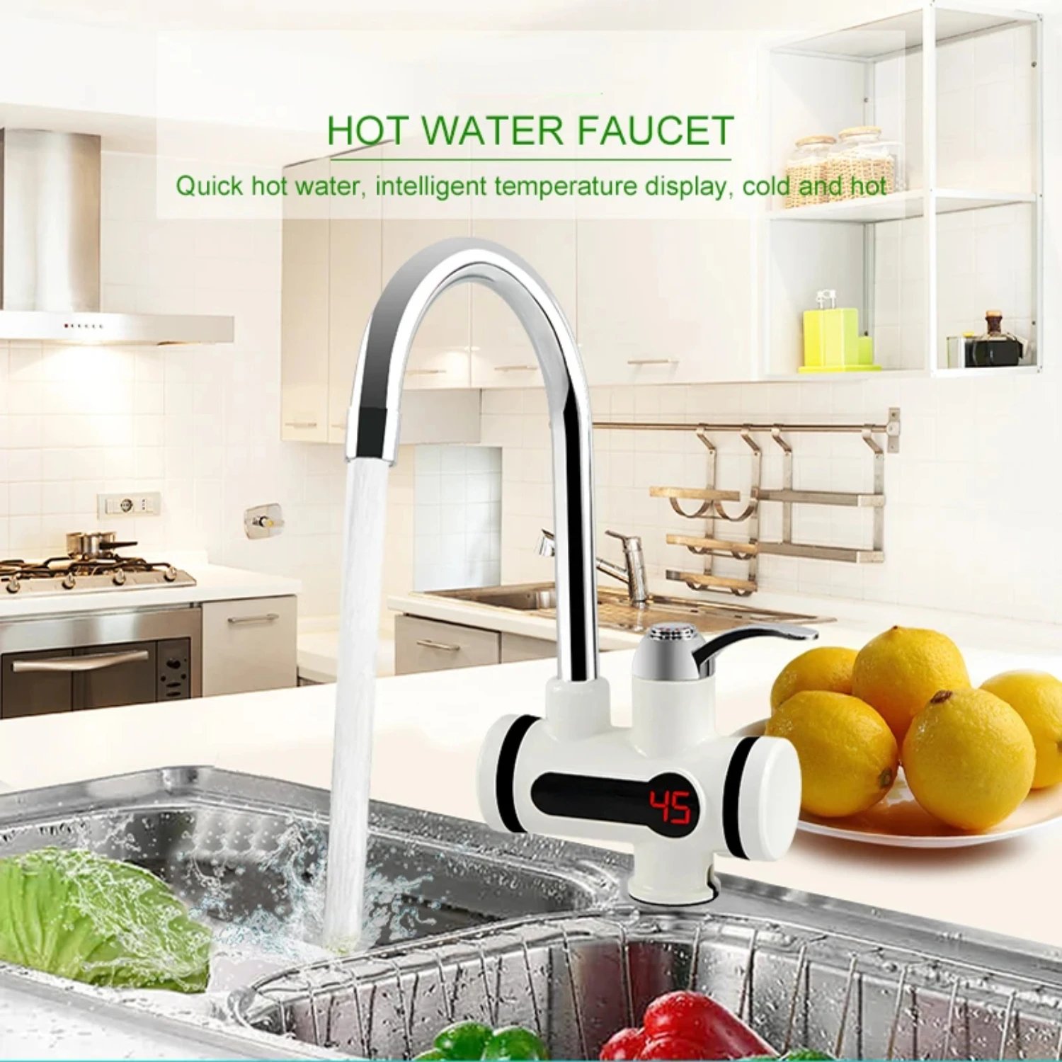 Kitchen  Heater Tap Instant Hot  Faucet Heater Cold Heating Faucet Tankless Instantaneous  Heater