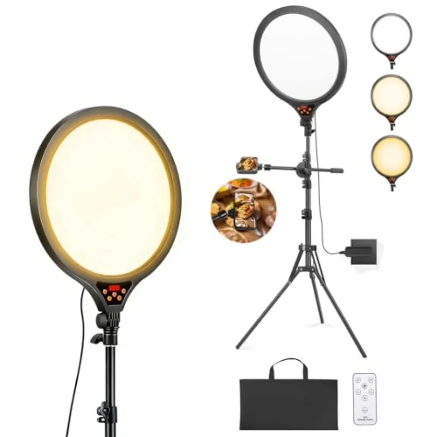 

Ring Light with Stand 14", 6500K Professional Full-Screen Large Ring Light LED Selfie Light Dimmable Photography Lighting with