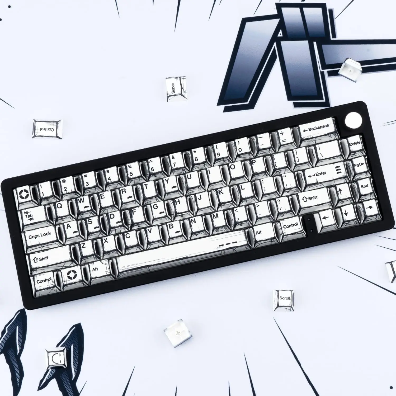 Manga Keycaps Cherry Profile Dye Sublimation Custom Key caps 130 Keys Keyboard Keycaps Set for 60% 65% 75% 100% Cherry MX Mechan