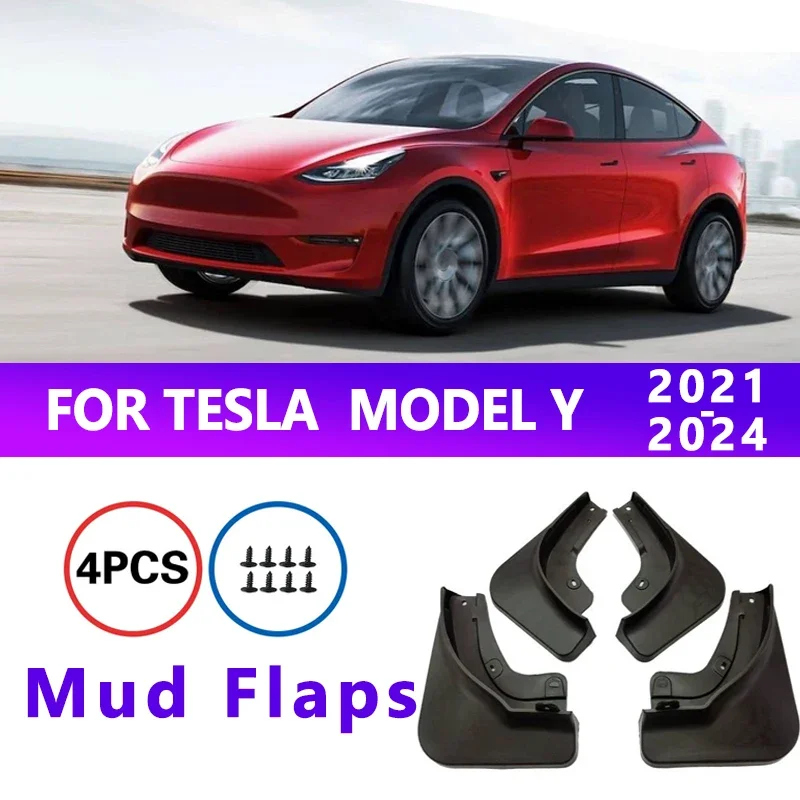 

Mud Flaps Fit for TESLA MODEL Y 2021-2024 2022 2023 Mudguards Tire Fenders Splash Proof Accessories Wheel Guards 4ps