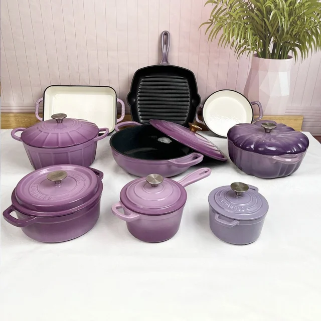 

Cast Iron Enamel Pot Kitchen Cookware Sets Non-stick Casserole Set Enamel Dutch Oven Pots and Pans