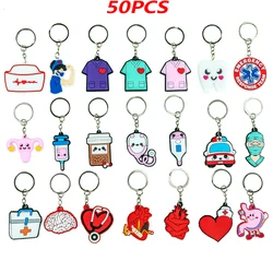 50PCS Medical Keychain Stethoscope Nurse Uniform for Nurse Doctor Keyring Women Men Fashion Medical Key Accessories Friends Gift