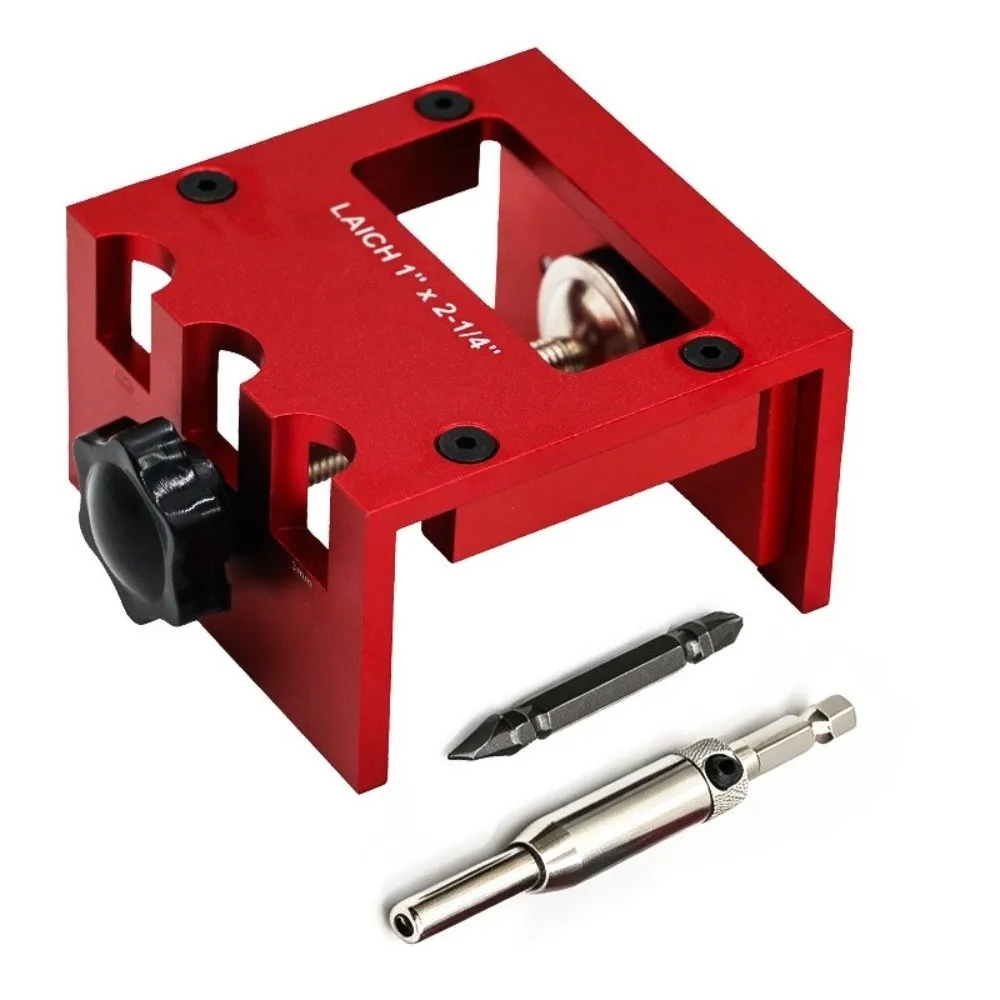 Aluminum Alloy Door Lock Mortising Jig Adjustable Clamping Red Finish Door Latch Mortise Jig Lock Installation Jig