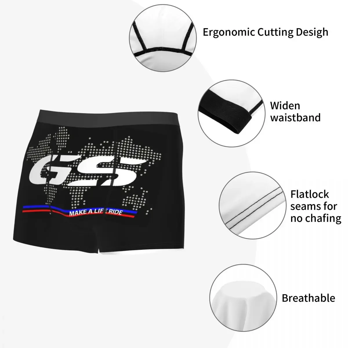 Nieuwigheid Gs Motorfiets Adventure Boxers Shorts Slipje Mannelijke Onderbroek Stretch Motorrad Biker Slips Ondergoed