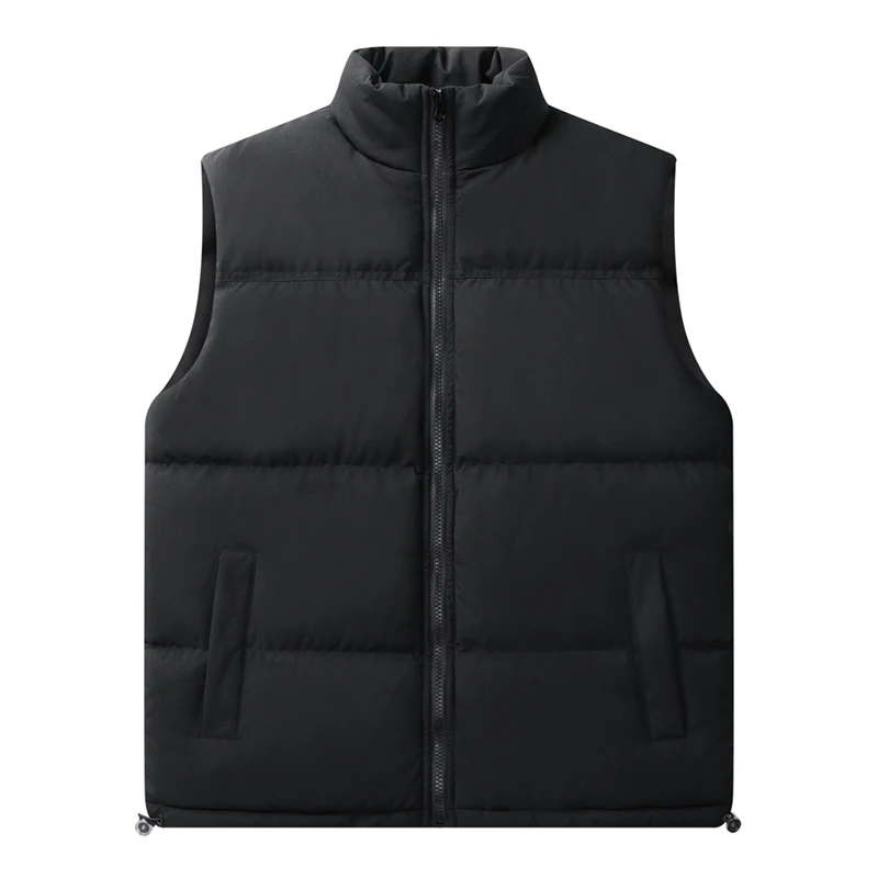 Men's Autumn Winter Solid Zipper Turtleneck Pockets Contrasting Sleeveless Bandage Cardigan Vest Coats Casual Fashion Tops