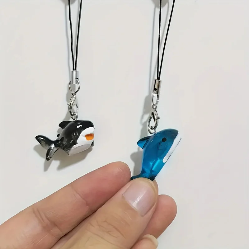 Black and Blue Resin Shark Pendant Cute Kawaii Bag Decoration Mobile Phone Lanyard Strap Accessories Pendant Fashion Jewelry