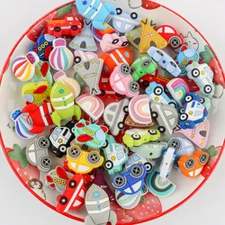 10 Pcs Car Airplane Silicone Beads Rainbow Collection For Jewelry Making DIY Pendants Accessories