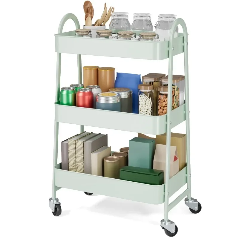 

Hot Sale.Wheels and Handle for Kitchen Bathroom 3 Tier Rolling Storage Cart with Lockable.NEW