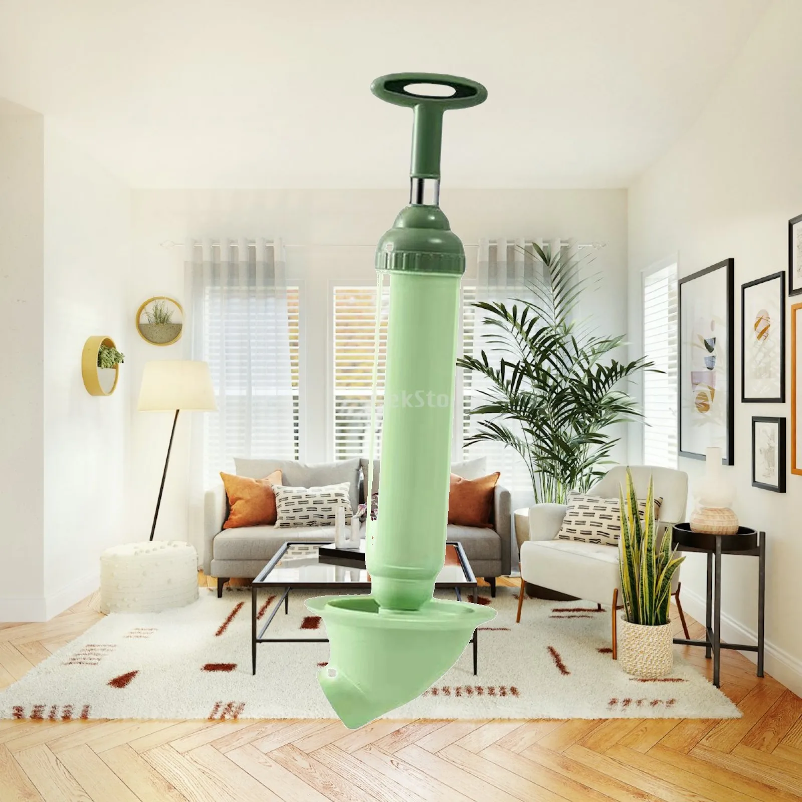 Powerful Toilet Sewer Suction Plunger for Bathroom Drain Cleaning with Airtight Bowl Mouth and Labor Saving Push Pull Rod Design