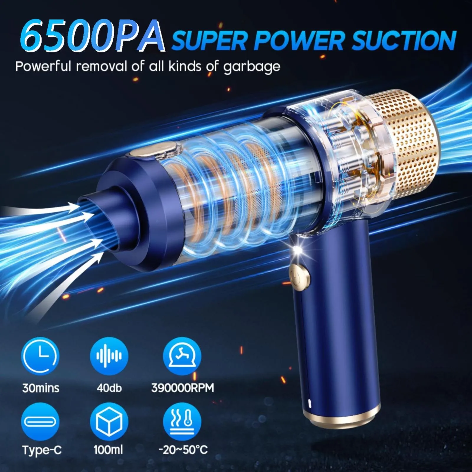 Ручной беспроводной автомобильный пылесос 6500Pa Мини-пылесос 2в1 Air Duster 60 Вт Сильное всасывание для клавиатуры Компьютерная бытовая техника