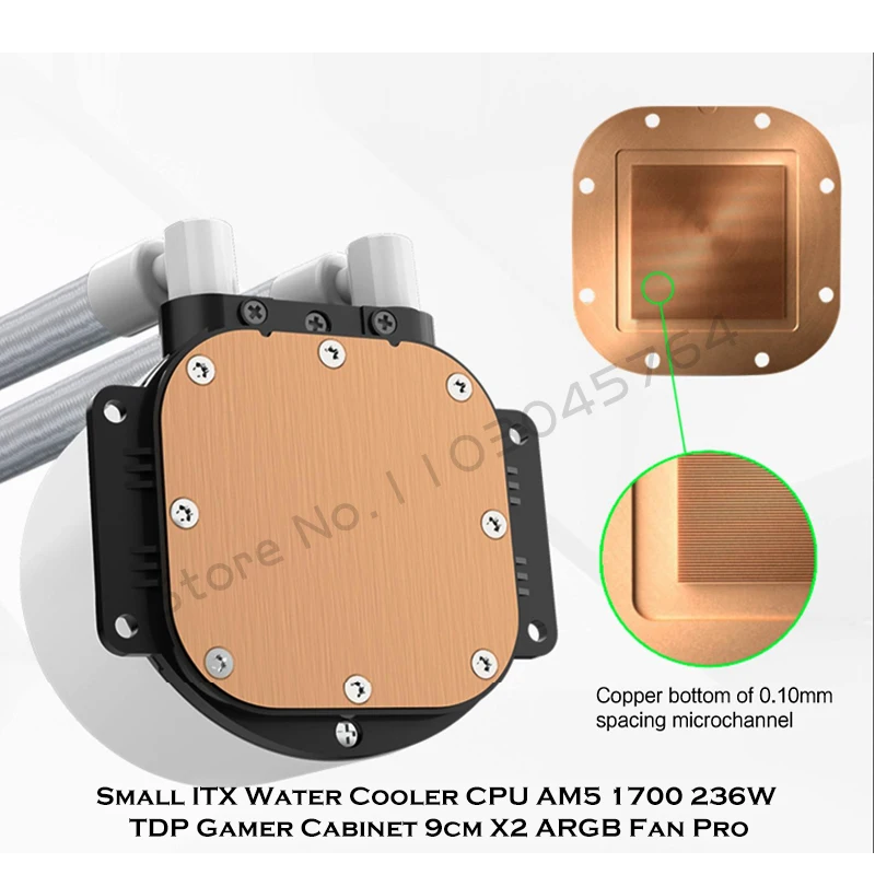 Desktop Mini Itx Aio Waterkoeler 180 Water Koeler Am5 1700 236W Tdp Vloeibare Heatsink Voor Mini Kleine Gamer Kast Argb Ventilator 90Mm