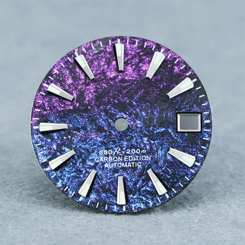 

SEAGIS Starry циферблат из углеродного волокна 28,5 мм Riot Of Colors NH35 без логотипа Blue Lume Wach Face Watch аксессуары Запчасти