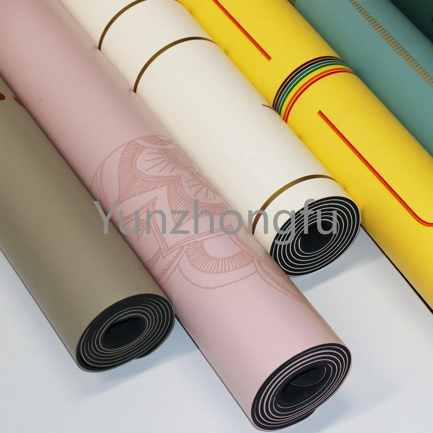 Environmentally Friendly Pilates Yoga Training Yellow White Red Black Grey Pink Green Blue Natural Rubber 4mm PU Yoga Mat